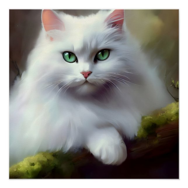 Póster Hermosa pintura fluffy Cat (Anverso)