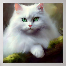Hermosa pintura fluffy Cat