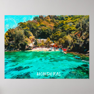 Póster Hermosa pintura tropical hondureña de petróleo