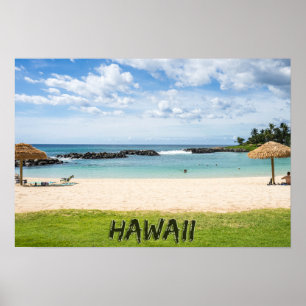 Póster Hermosa playa de Hawaii   Arena solar y paraíso ve