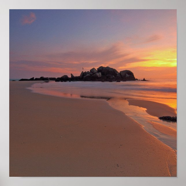 Póster Hermosa playa de Maldivas Poster Sunset (Frente)