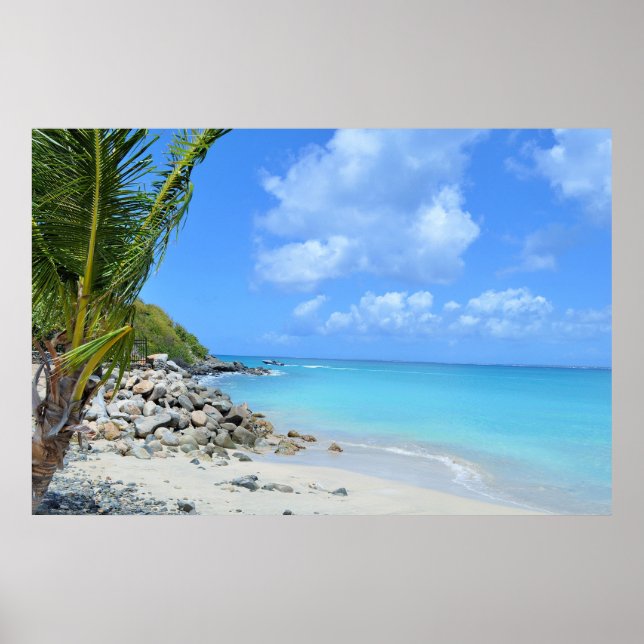 Póster Hermosa playa tropical turquesa (Frente)