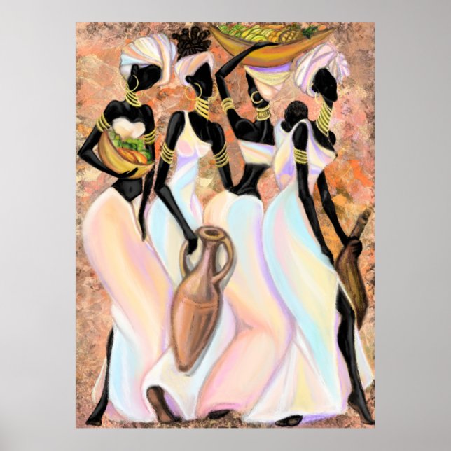 Póster Hermosa Poster de damas africanas - Pintura modern (Frente)
