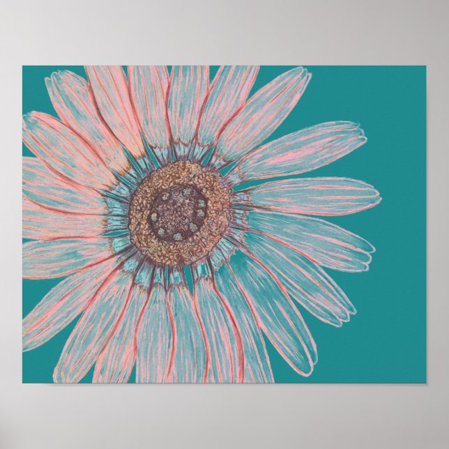 Póster Hermosa Poster de flores esbozadas a mano (Frente)