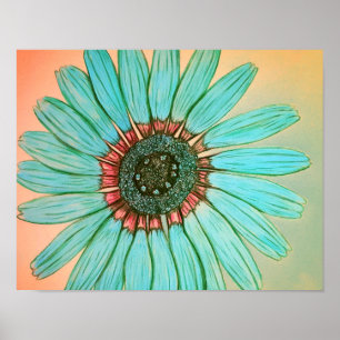 Póster Hermosa Poster de flores esbozadas a mano