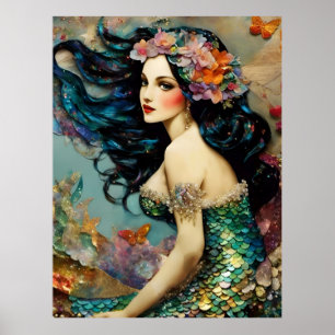 Póster Hermosa Poster de Sirenas