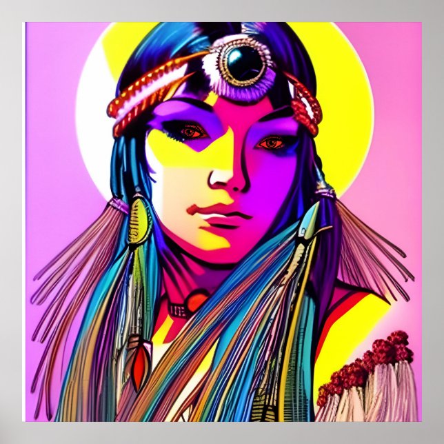 Póster Hermosa Poster nativa norteamericana (Frente)
