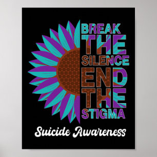 Póster Hermosa prevención del suicidio Conciencia Girasol