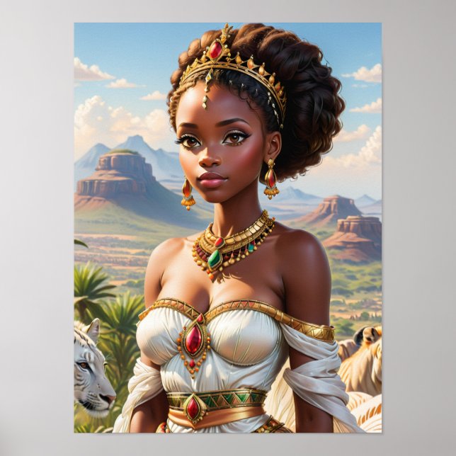 Póster Hermosa princesa africana negra (Frente)