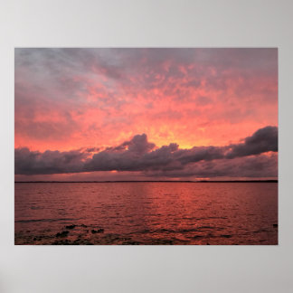 Póster Hermosa puesta de sol en el lago Eustia en el cent