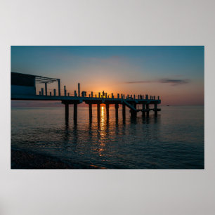 Póster Hermosa puesta de sol en el mar. Batumi Georgia