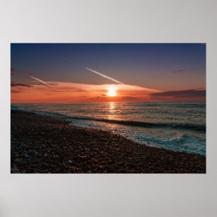 Póster Hermosa puesta de sol en el mar. Batumi Georgia