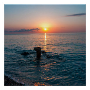 Póster Hermosa puesta de sol en el mar. Batumi Georgia