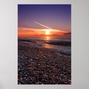 Póster Hermosa puesta de sol en el mar. Batumi Georgia