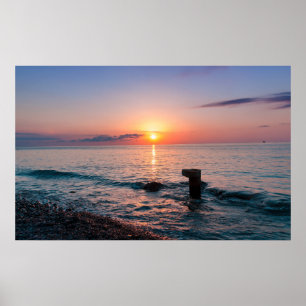Póster Hermosa puesta de sol en el mar. Batumi Georgia