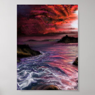 Póster Hermosa puesta de sol en el mar - Resumen de pintu