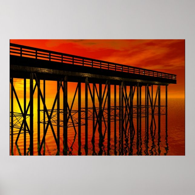Póster Hermosa puesta de sol en el muelle 487 (Frente)