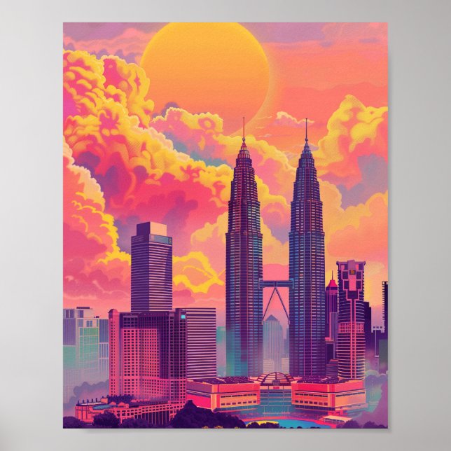 Póster Hermosa puesta de sol en Kuala Lumpur Malasia (Frente)