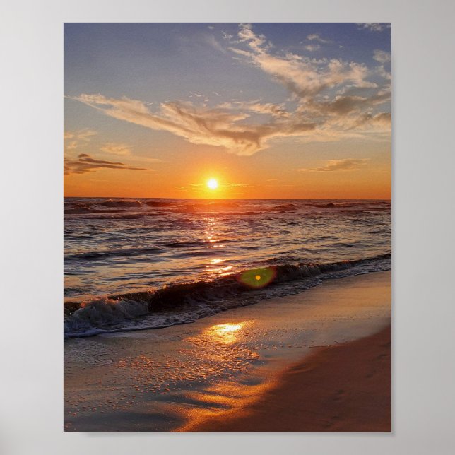 Póster Hermosa puesta de sol en la playa  (Frente)