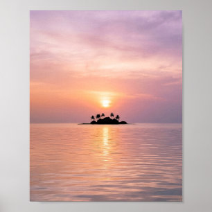 Póster Hermosa puesta de sol en pequeña isla la primera
