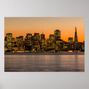 Póster Hermosa puesta de sol en San Francisco