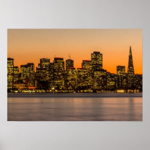 Póster Hermosa puesta de sol en San Francisco