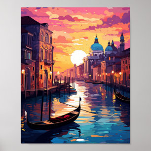 Póster Hermosa puesta de sol en Venecia Italia