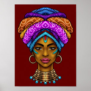 Póster Hermosa reina africana