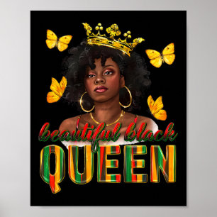 Póster Hermosa Reina Negra que gotea de Afro Melanin June
