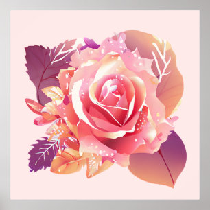 Póster Hermosa rosa rosa simple