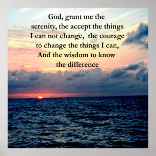 PÓSTER HERMOSA SERENITY PRAYER SUNRISE SOBRE EL OCÉANO