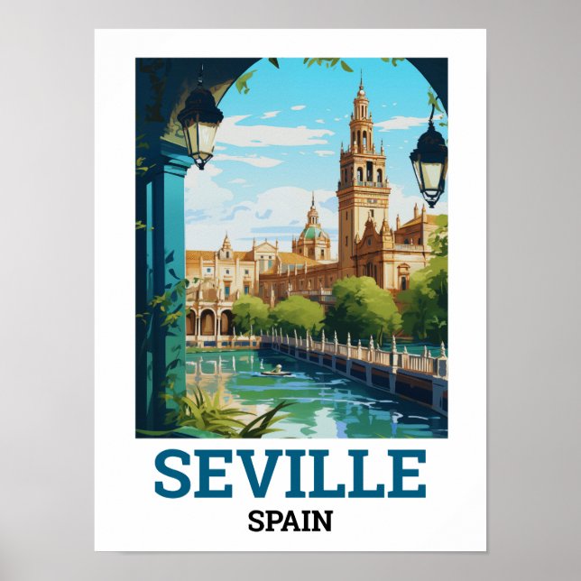 Póster Hermosa Sevilla Belleza de Andalucía España Viaje (Frente)