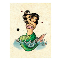 Hermosa sirena de la vieja escuela