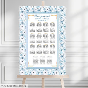 Póster Hermosa tabla de asientos de oro azul pastel bohem