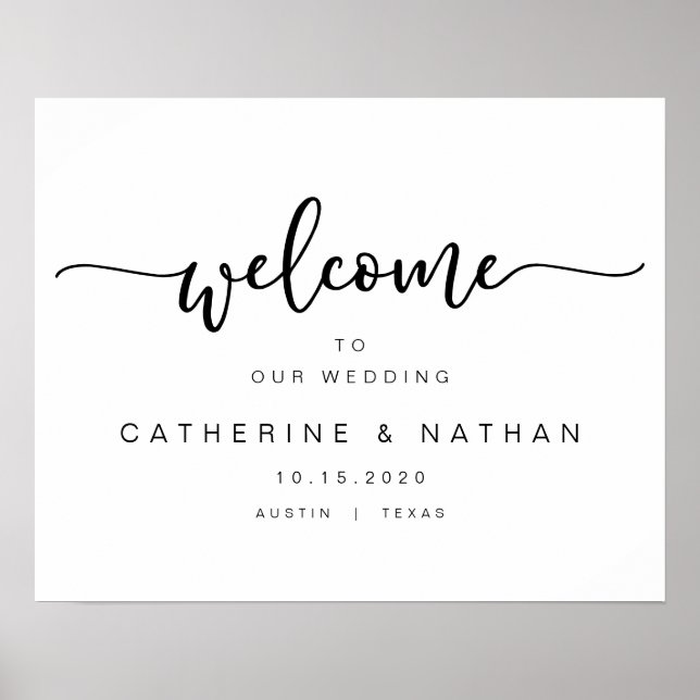 Póster Hermosa tipografía negra moderna, bienvenida de bo (Frente)