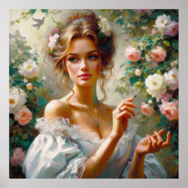 Póster Hermosa Victoria con Rosas