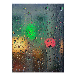Póster Hermosa vista a través de la lluvia