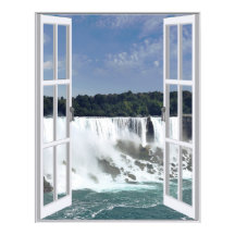 Hermosa vista de cascada de ventana falsa