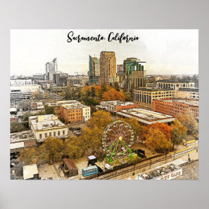 Póster Hermosa vista de Ciudad de Sacramento California