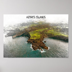 Póster Hermosa vista de la costa de las islas Azores