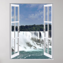 Póster Hermosa vista de la ventana de Faux de la cascada