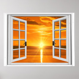 Póster Hermosa vista de ventana de Faux Sunset