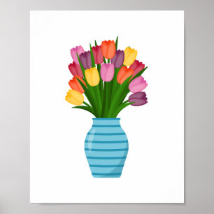 Póster Hermosa y colorida funda de flores