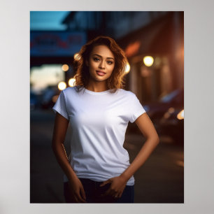 Póster Hermosa y encantadora modelo de mujer de cabello r