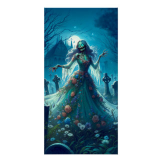 Póster Hermosa zombi en el patio de recreo