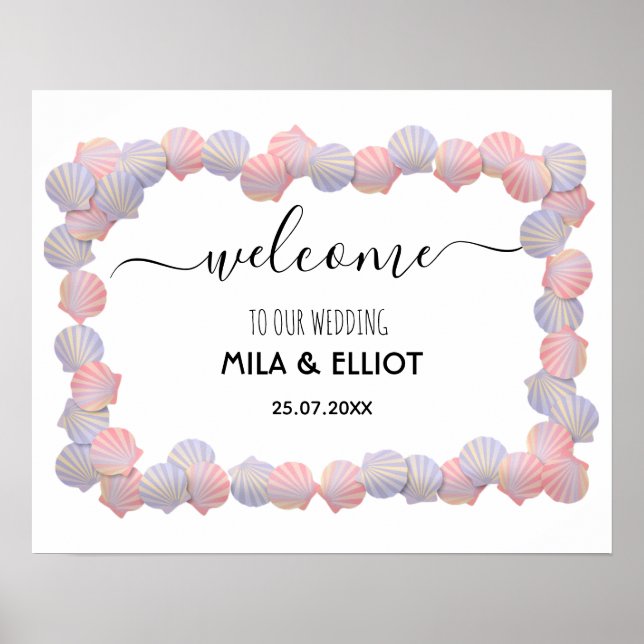 Póster Hermosas conchas saladas del mar (Frente)