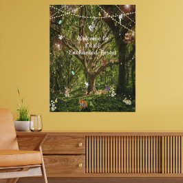 Póster Hermosas Fe Forestales Encantadas Bunny Butterflie