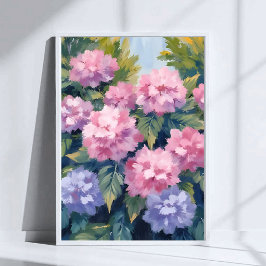 Póster Hermosas Floraciones de Hortensias | Acuarela Flor