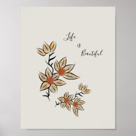 Póster Hermosas flores beige aisladas