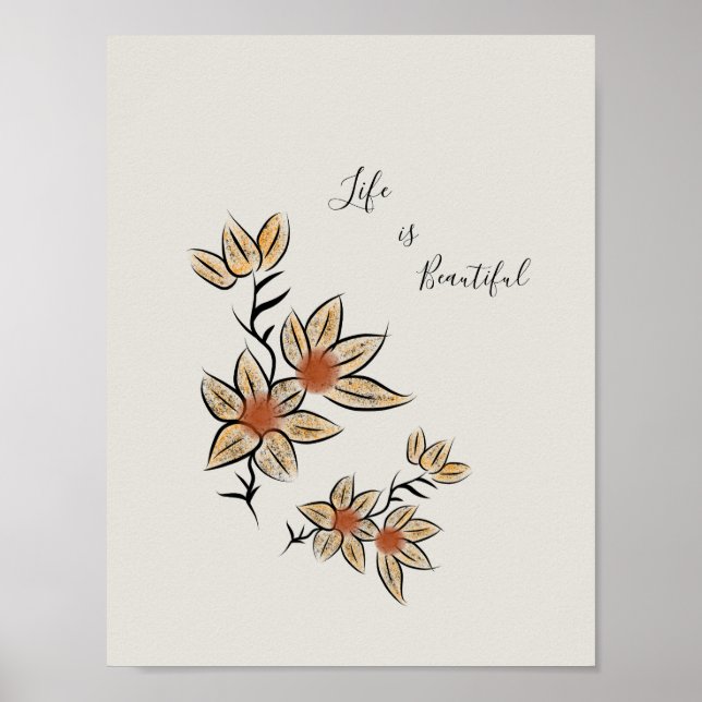 Póster Hermosas flores beige aisladas (Frente)